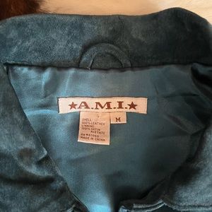 A.M.I Teal Blue Suede Jacket